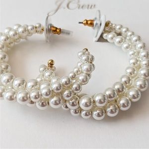 J. Crew Pearl Hoop Earrings
